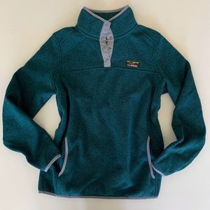 Women’s Size Small, Deep Teal Green, LL Bean Sweater Fleece Classic Top